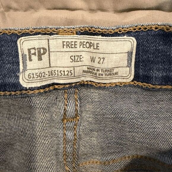 Free People High Rise Skinny Frayed Hem Jeans Distressed Medium Wash Size 27 - Picture 7 of 15